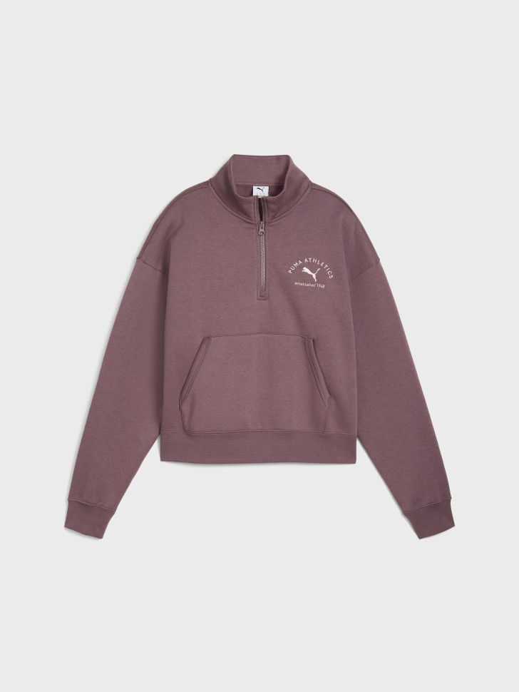Толстовка жіноча Puma CLASS Half-Zip Crew фіолетова 68813888 изображение 5
