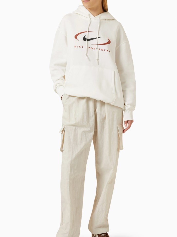 Толстовка женская Nike W NSW FLC OS PO HDY SWSH молочная FN7698-133 изображение 4