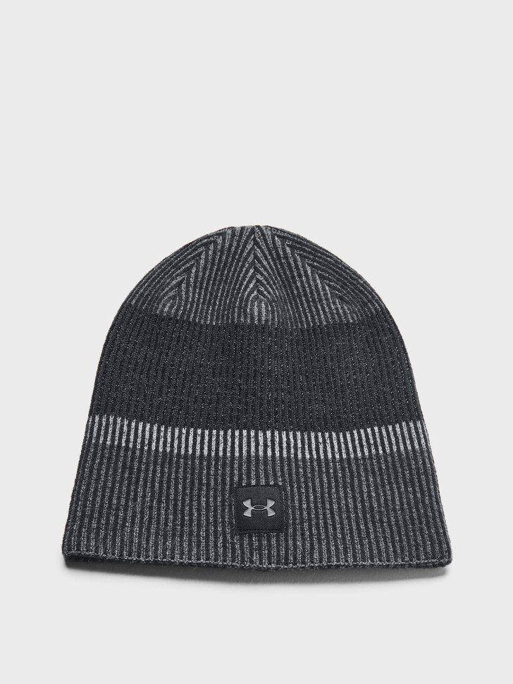 Шапка  Under Armour Launch Reflective Beanie черная 1386648-001 изображение 3