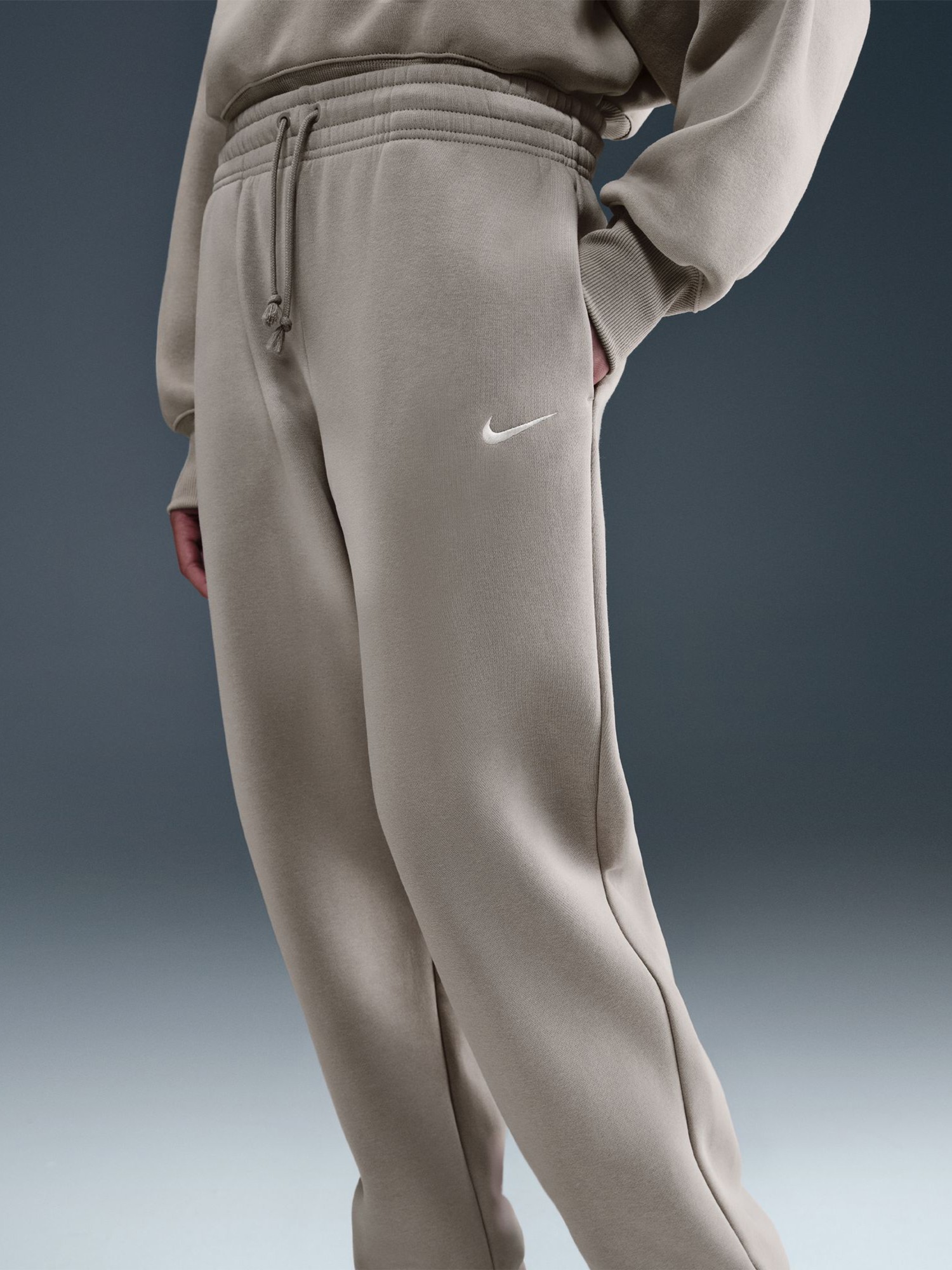 Брюки женские Nike W NSW PHNX FLC HR OS PANT 2 серые FZ5996-009 изображение 5
