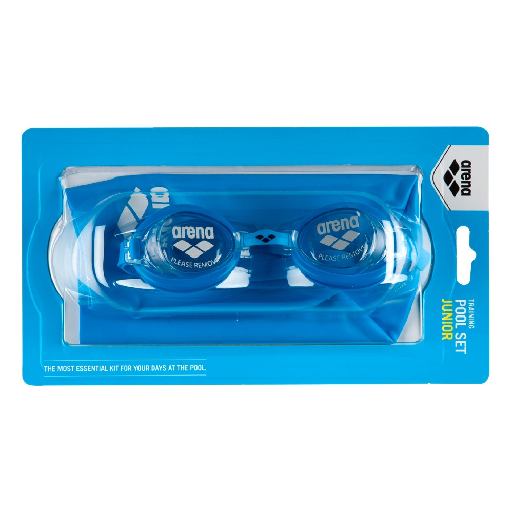 Комплект (очки+шапочка) Arena Pool Jr Set синий 92423-070