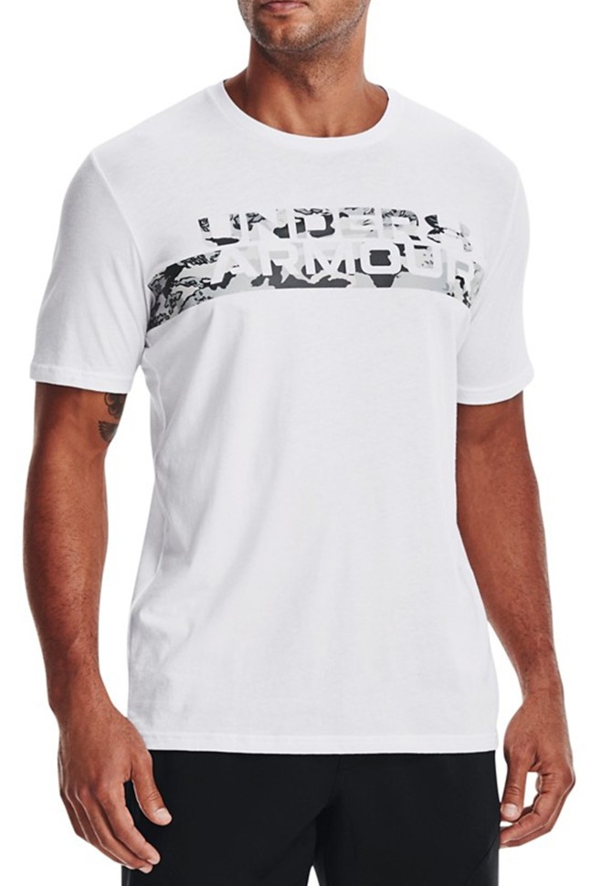 Футболка чоловіча Under Armour Ua Camo Chest Stripe Ss біла 1370519-100 изображение 2