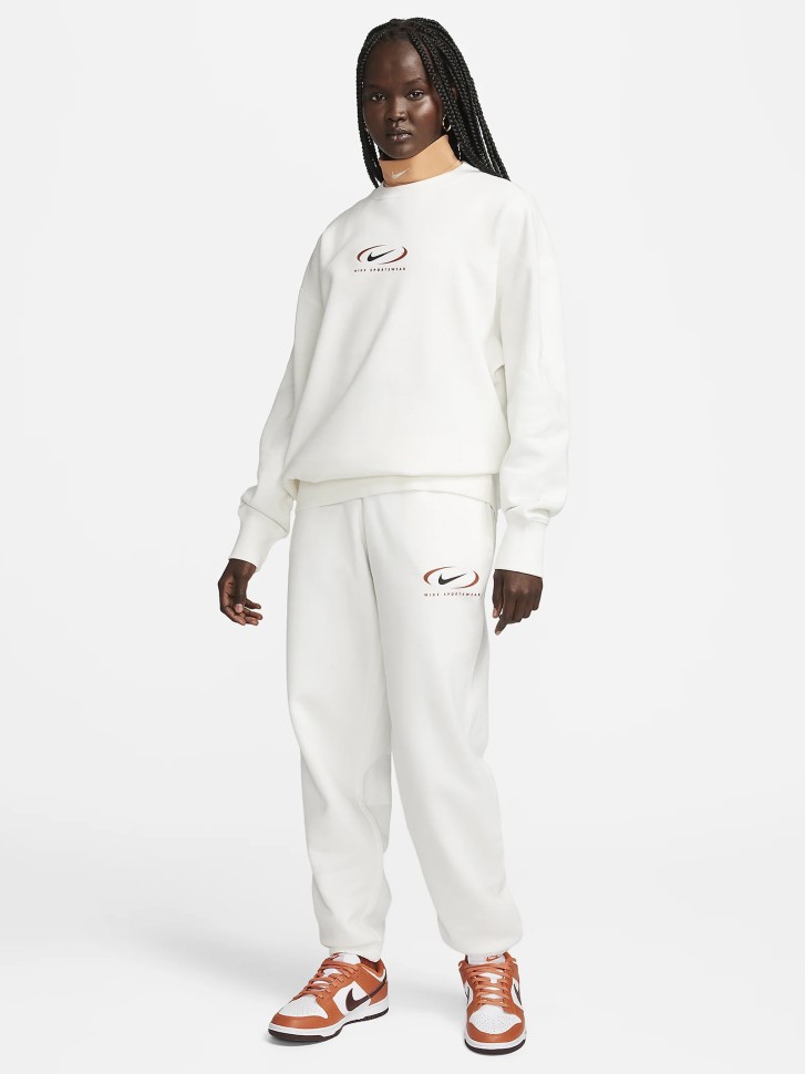 Брюки женские Nike W NSW PHNX FLC HR OS PANT PRNT молочные FN7716-133 изображение 5
