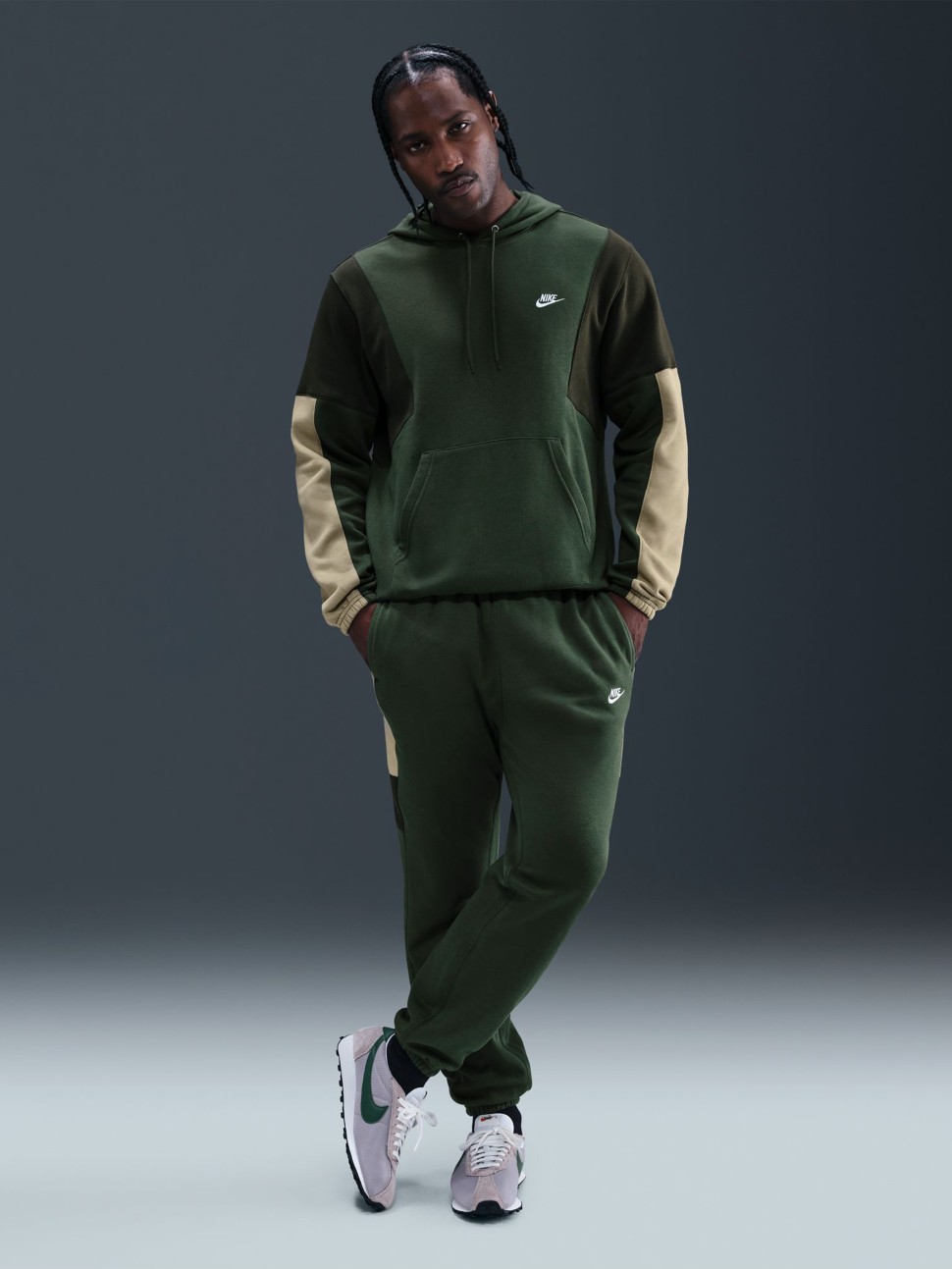 Костюм чоловічий Nike M NK CLUB FLEECE HDED TRACK GX зелений HV1165-323 — фото 2