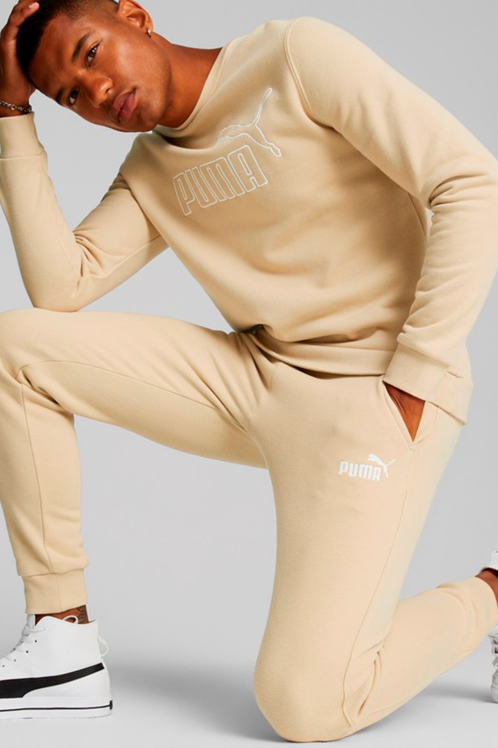 Штани чоловічі Puma ESS ELEVATED Sweatpants бежеві 84988967 — фото 4