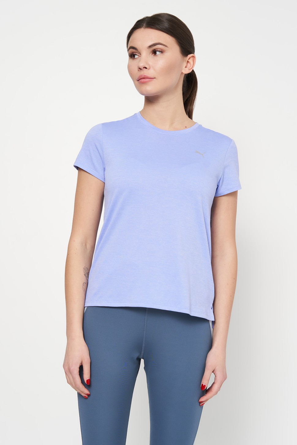 Футболка жіноча Puma RUN FAVORITE HEATHER TEE W фіолетова 52316828 — фото 2