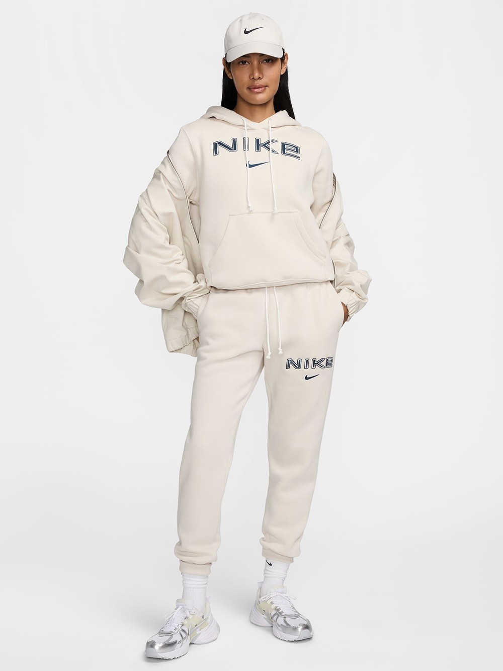 Толстовка женская Nike W NSW PHNX FLC STD PO LOGO HDY бежевая HM9751-104 изображение 7