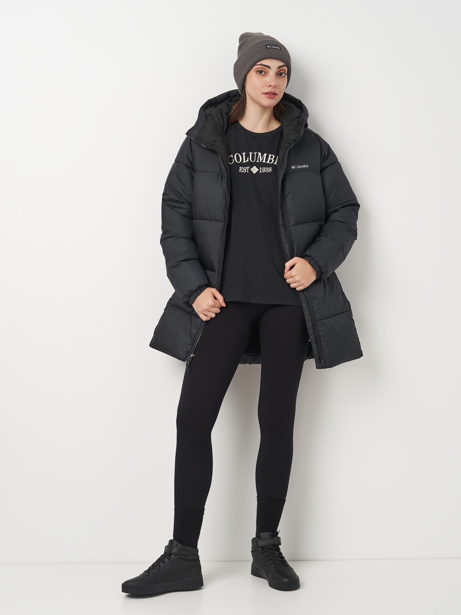 Куртка женская Columbia Puffect™ II Mid Hooded Jacket черная  2088471-010 изображение 4