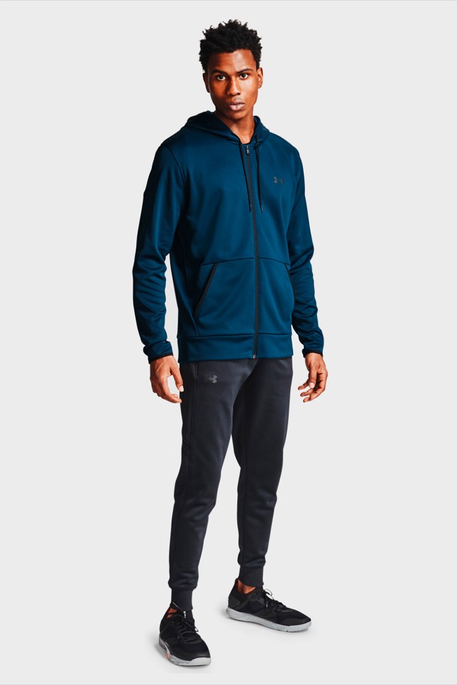 Толстовка мужская Under Armour Ua Armour Fleece Fz Hoodie синяя 1357110-408 изображение 5