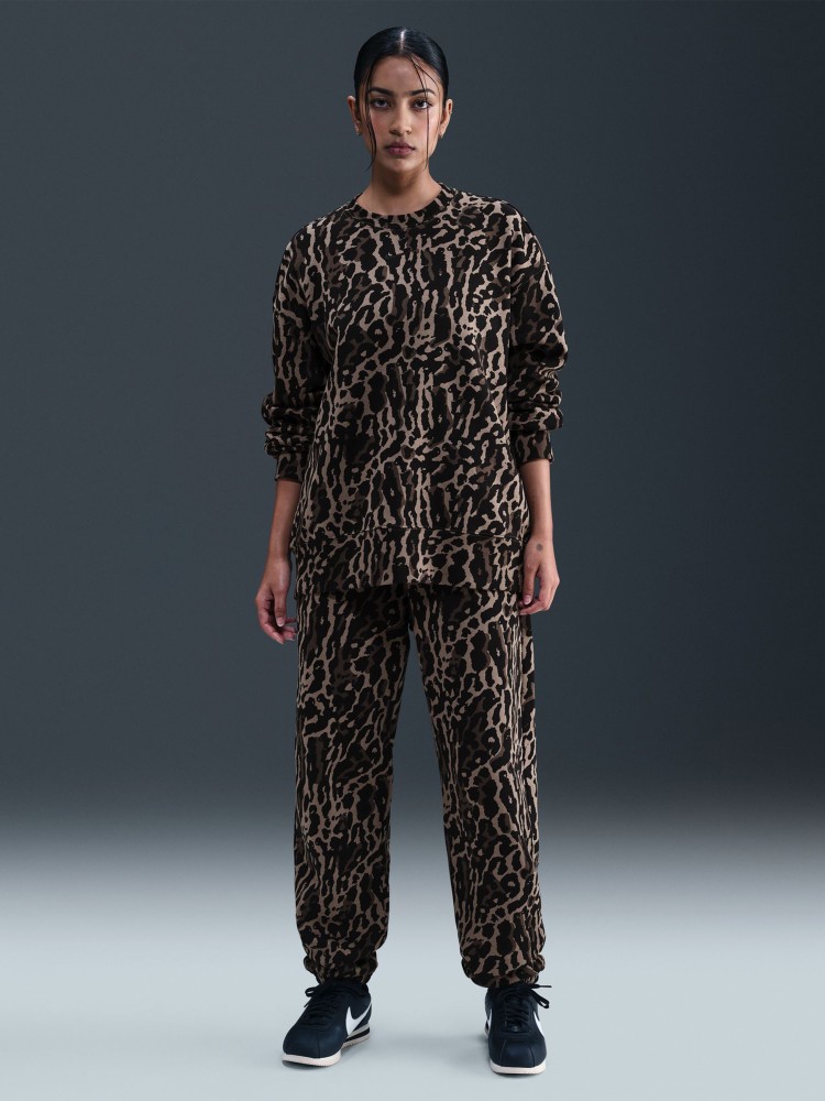 Брюки женские Nike W NSW PHNX FLC HR OS AOP PNT коричневые IB2366-010 изображение 2