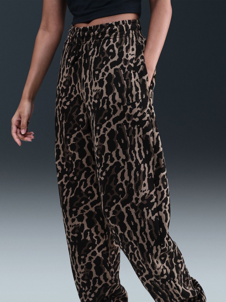 Брюки женские Nike W NSW PHNX FLC HR OS AOP PNT коричневые IB2366-010 изображение 4