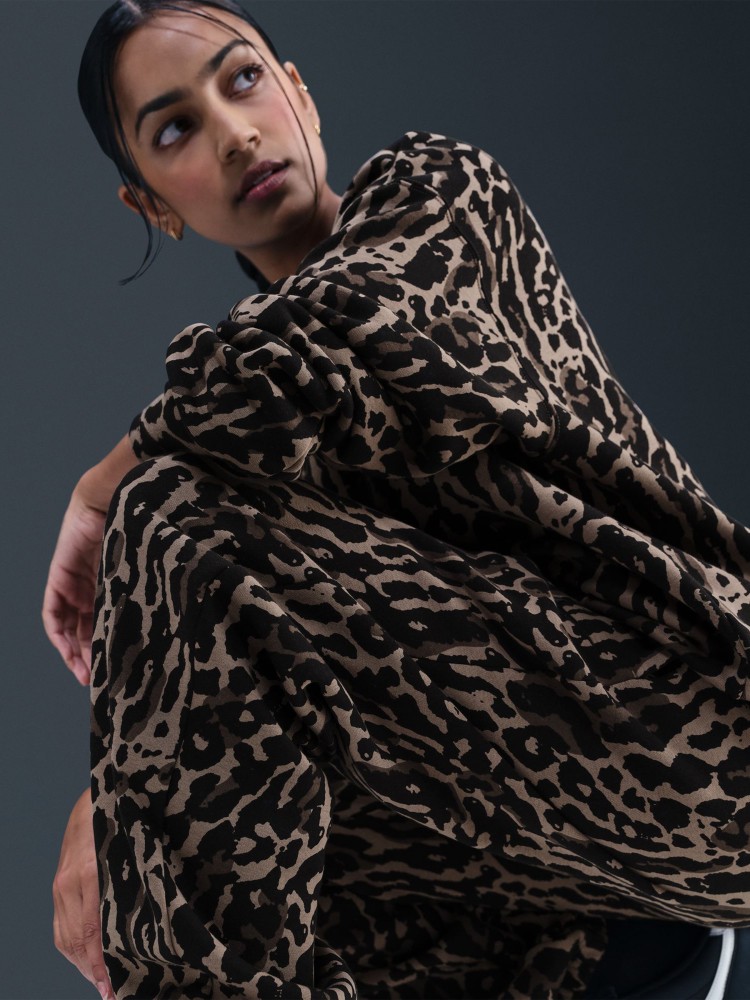 Брюки женские Nike W NSW PHNX FLC HR OS AOP PNT коричневые IB2366-010 изображение 6