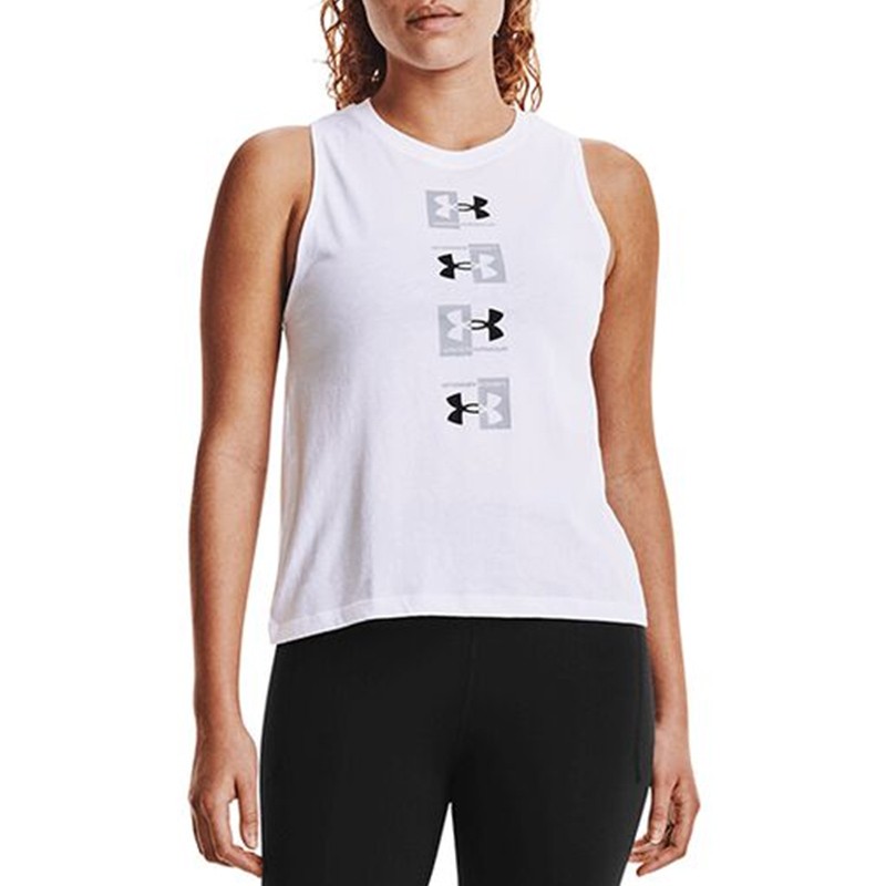Майка женская Under Armour Live Ua Repeat Muscle Tank белая 1360836-100 изображение 1