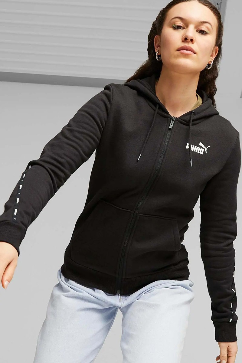Толстовка жіноча Puma ESS TAPE FZ Hoodie FL чорна 67599701 изображение 2