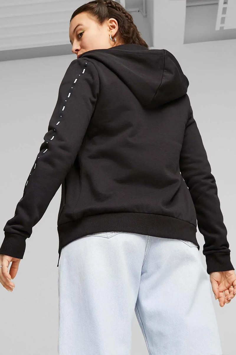 Толстовка жіноча Puma ESS TAPE FZ Hoodie FL чорна 67599701 — фото 3