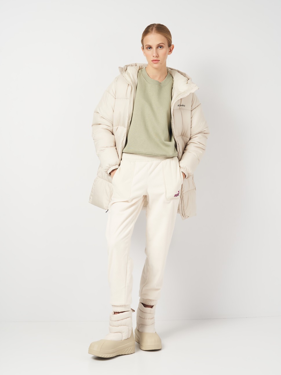 Куртка жіноча Columbia Puffect™ II Mid Hooded Jacket бежева 2088471-278 — фото 4