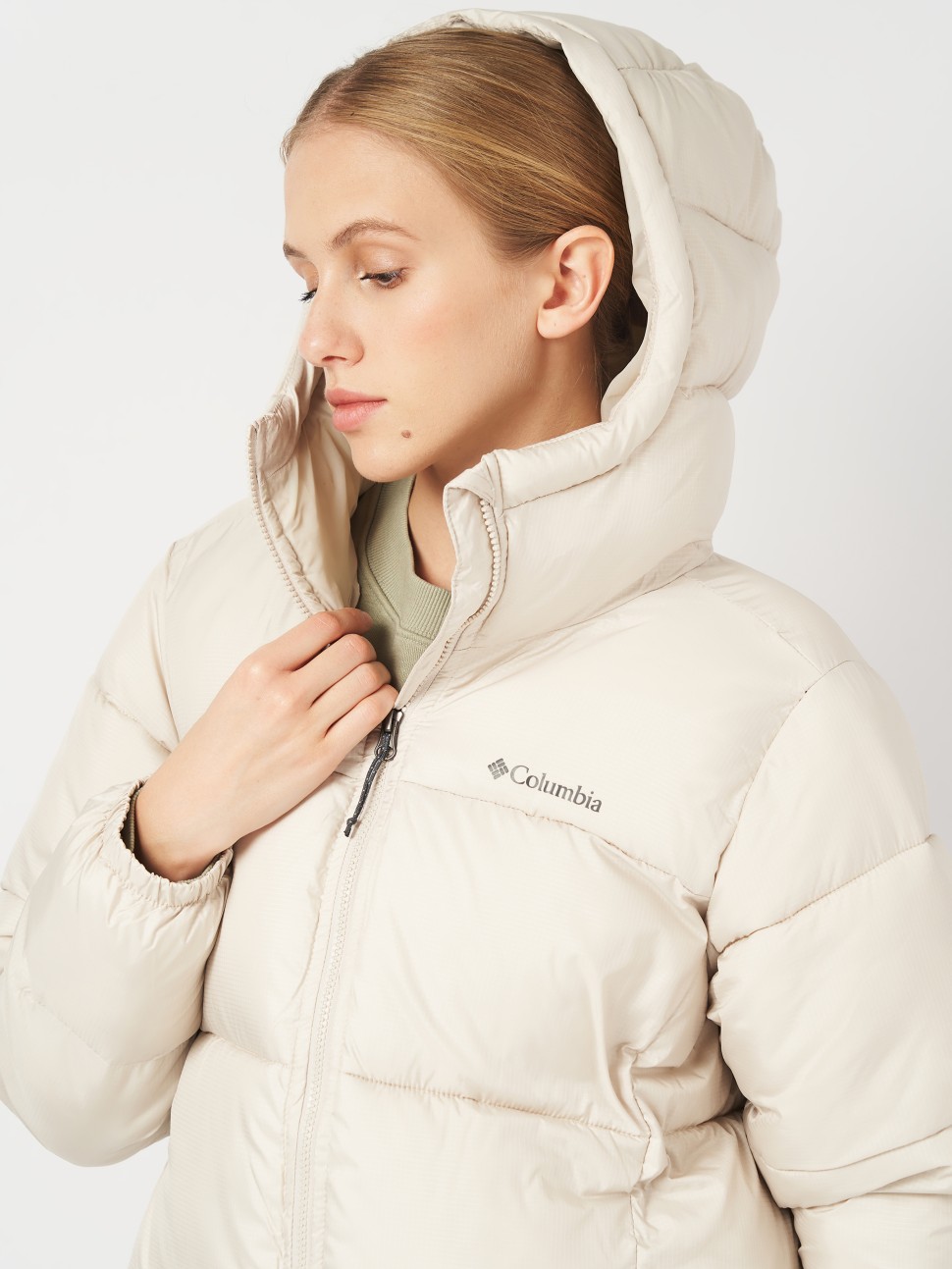 Куртка жіноча Columbia Puffect™ II Mid Hooded Jacket бежева 2088471-278 — фото 5