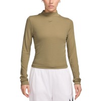 Футболка женская Nike W NSW ESSNTL RIB MOCK LS TOP бежевая DV7880-297 изображение 1