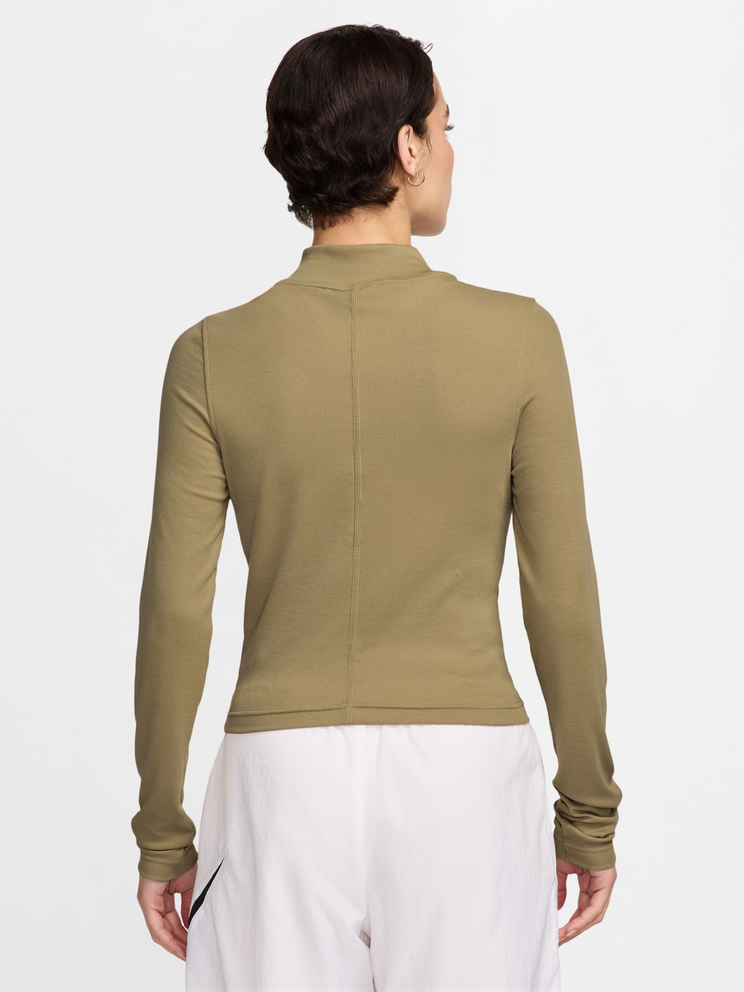 Футболка жіноча Nike W NSW ESSNTL RIB MOCK LS TOP бежева DV7880-297 изображение 3