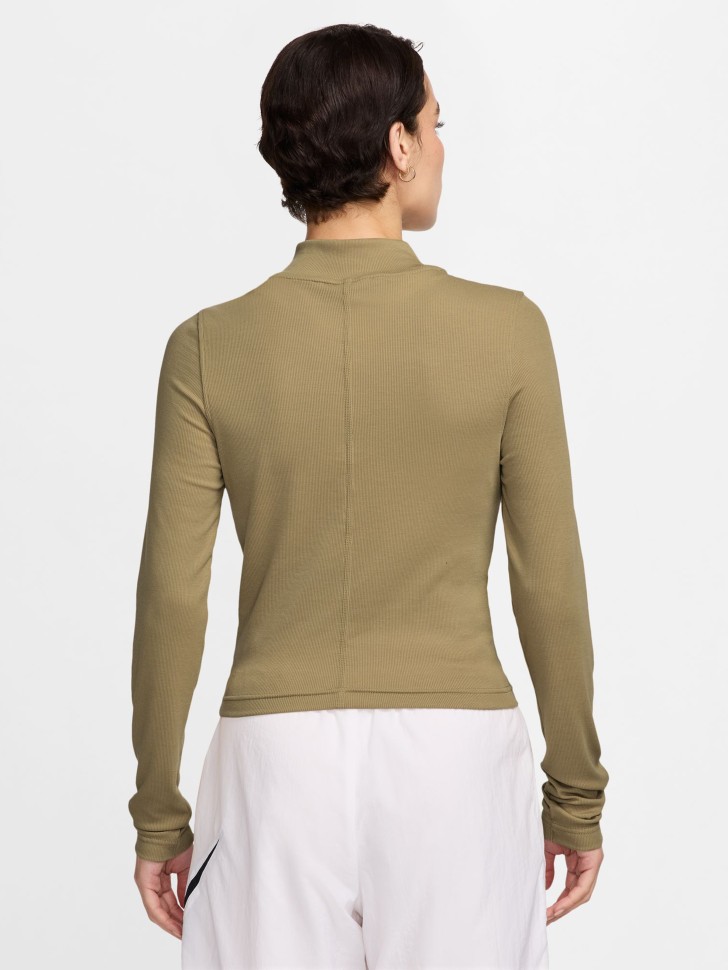 Футболка женская Nike W NSW ESSNTL RIB MOCK LS TOP бежевая DV7880-297 изображение 3