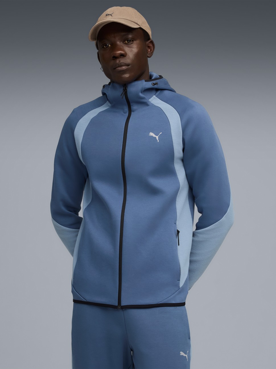 Толстовка чоловіча Puma EVOSTRIPE FZ Hoodie DK блакитна 68823180 — фото 2