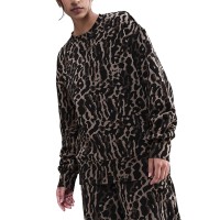 Толстовка женская Nike W NSW PHNX FLC OS AOP CREW коричневая IB2371-010 изображение 1