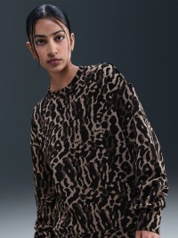 Толстовка женская Nike W NSW PHNX FLC OS AOP CREW коричневая IB2371-010 изображение 2