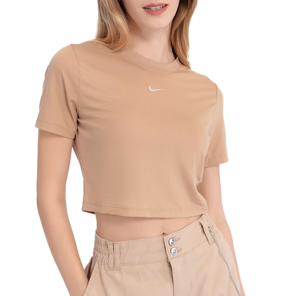 Футболка женская Nike W Nsw Essntl Tee Slim Crp Lbr бежевая DD1328-200 изображение 1