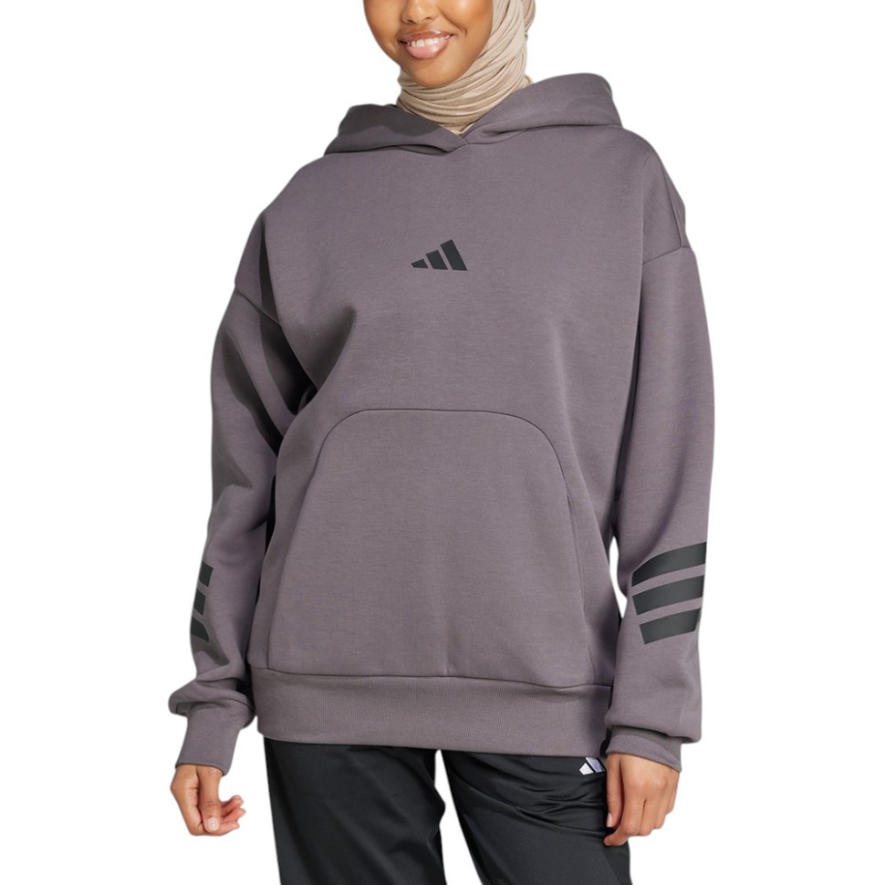 Толстовка женская Adidas W FI 3S OH HD серая JE0187 — Sport City Толстовка женская Adidas W FI 3S OH HD серая JE0187