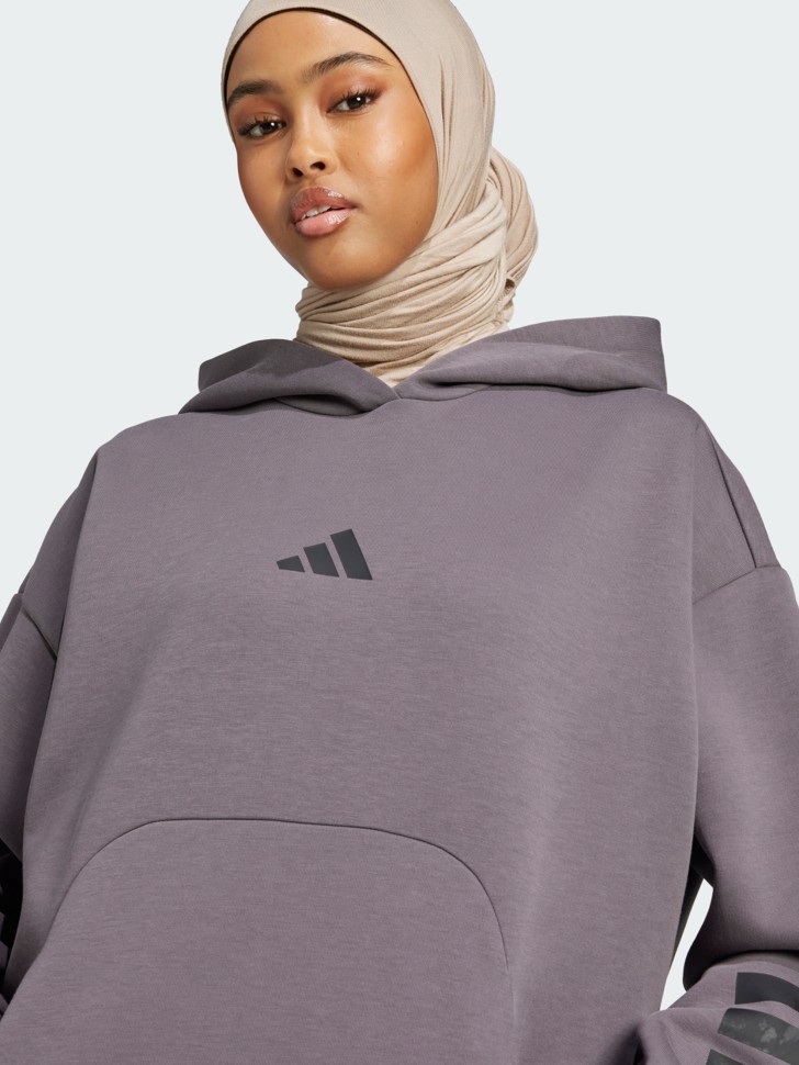 Толстовка жіноча Adidas W FI 3S OH HD сіра JE0187 изображение 5