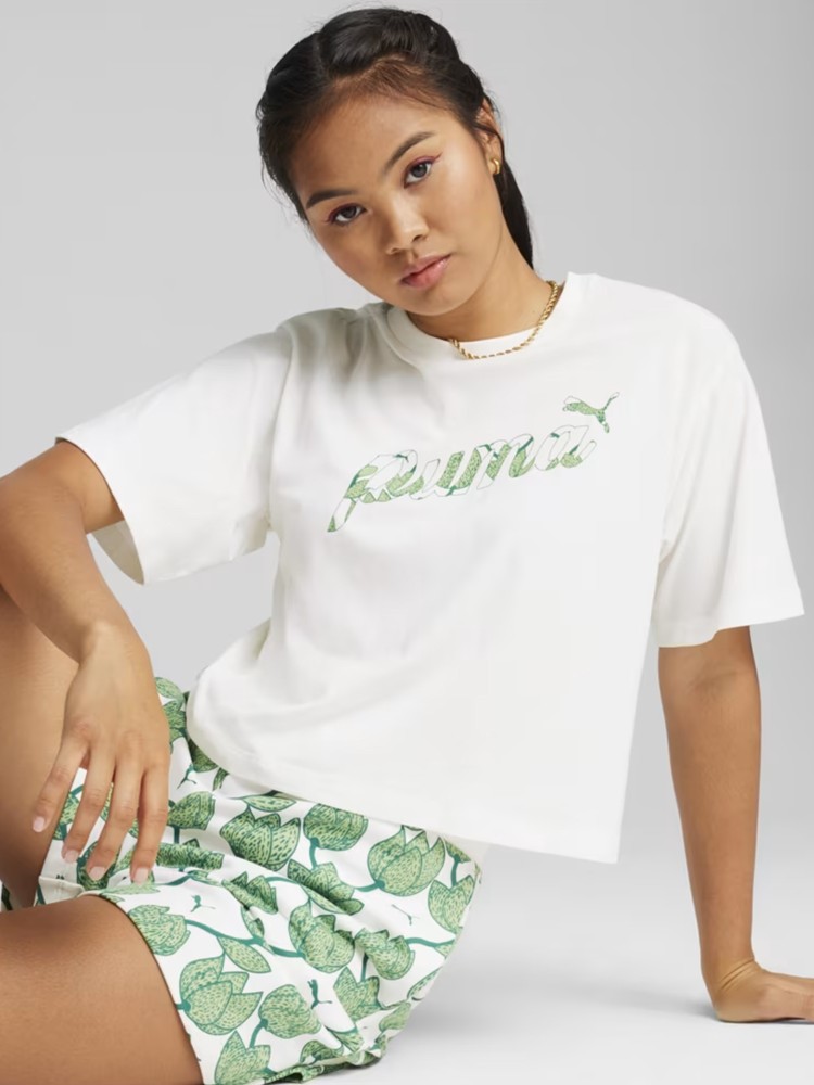 Футболка женская Puma ESS+ BLOSSOM Short Graphic Tee белая 68043202 изображение 2