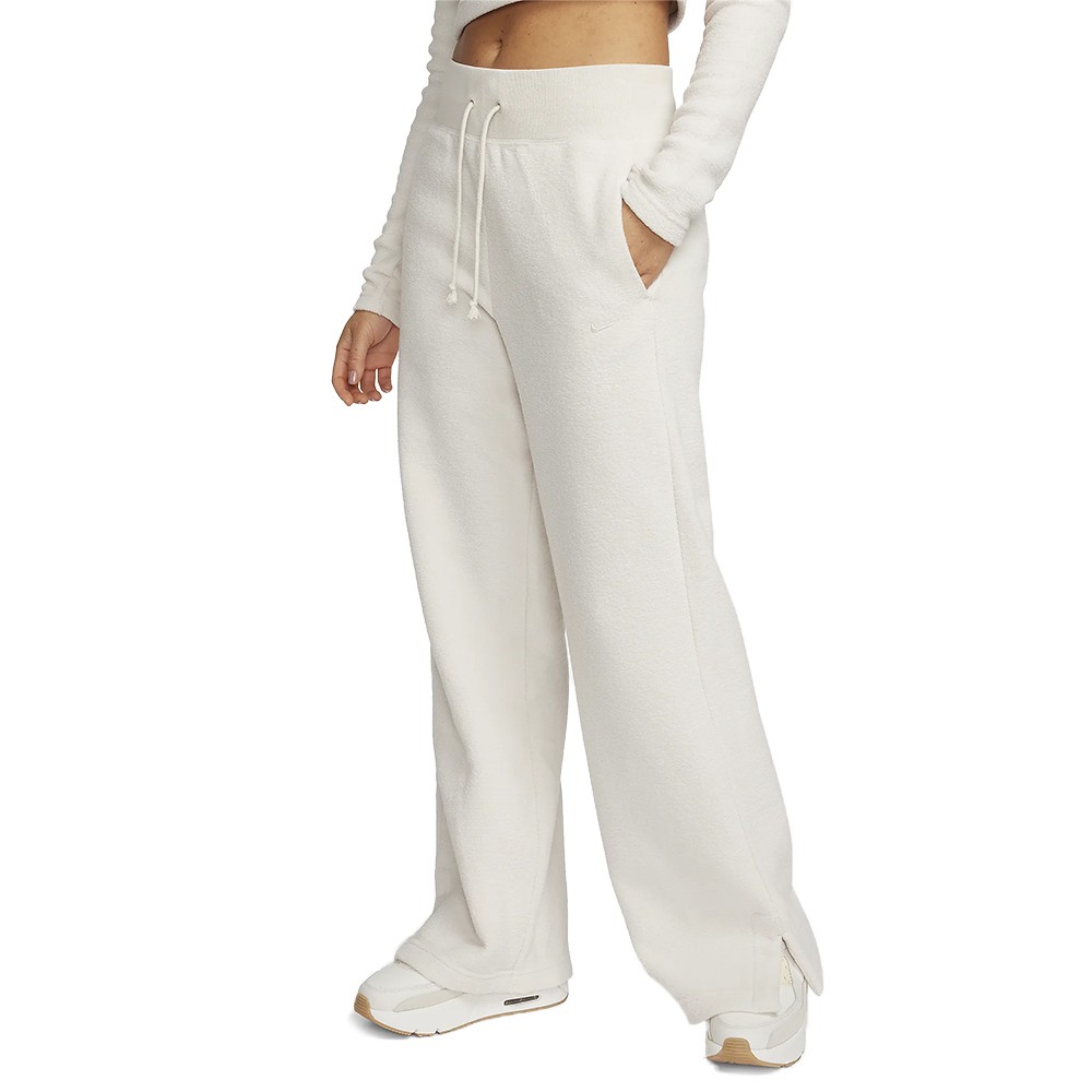 Брюки женские Nike W NSW PHNX PLSH HR PANT WIDE бежевые FN3622-104