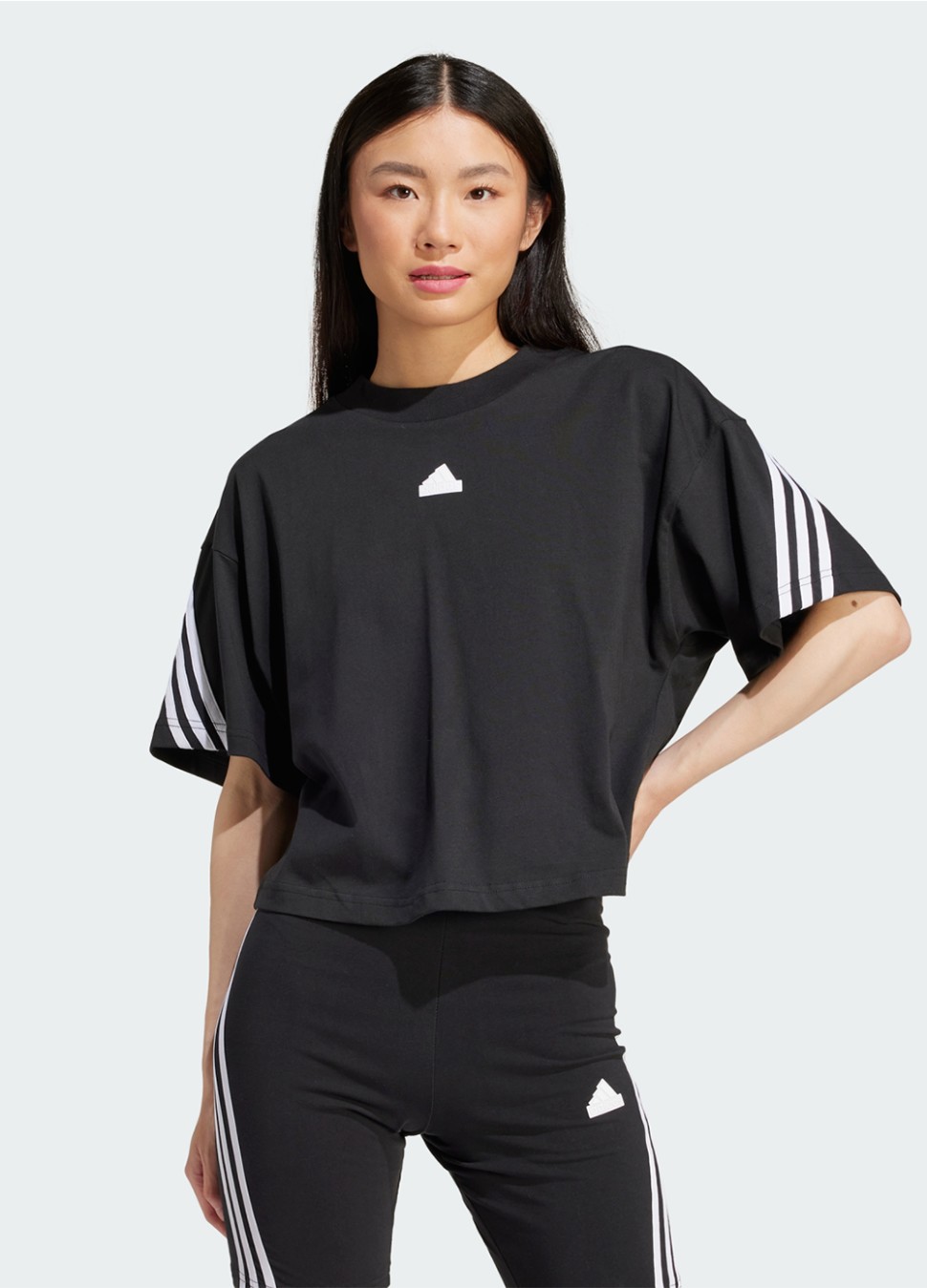 Футболка жіноча Adidas W FI 3S TEE чорна IP1571 — фото 2