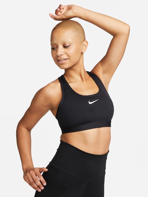 Бра женский Nike W NK SWSH MED SPT BRA черный DX6821-010 изображение 2