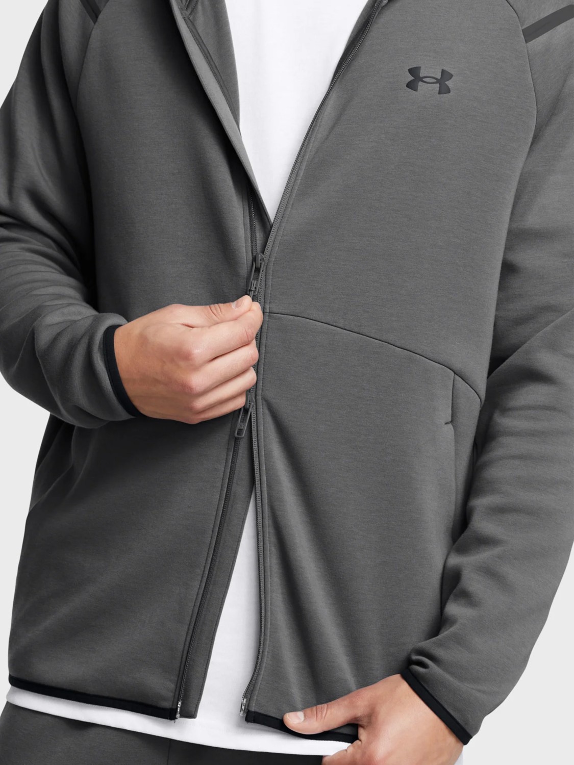 Толстовка чоловіча Under Armour UA Unstoppable Flc FZ HD EU сіра 1389352-025 изображение 4