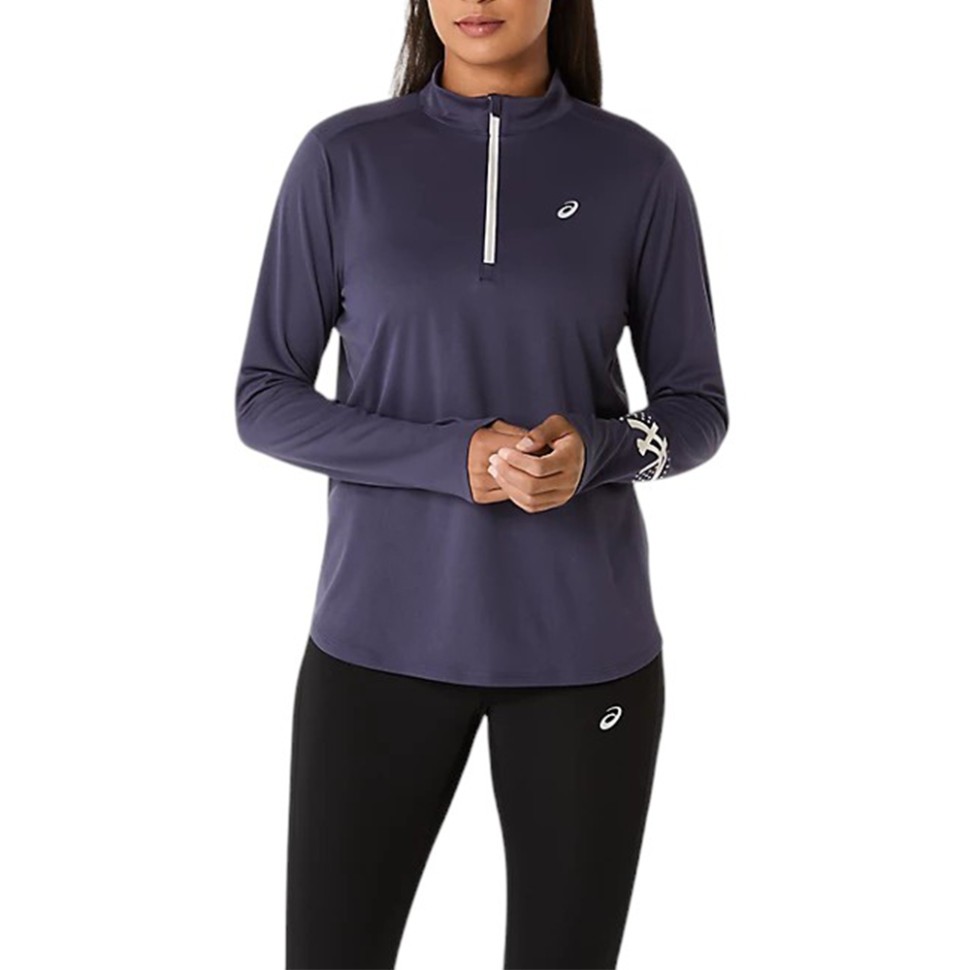 Футболка жіноча Asics ASICS ICON 1/2 ZIP LS TOP фіолетова 2012D175-500 — фото 1