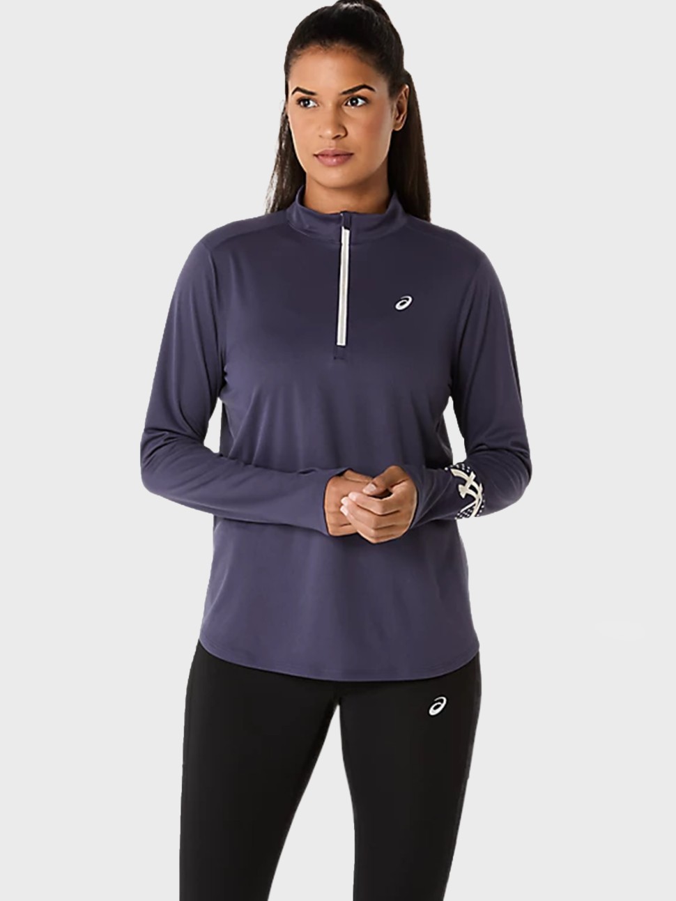 Футболка жіноча Asics ASICS ICON 1/2 ZIP LS TOP фіолетова 2012D175-500 — фото 2
