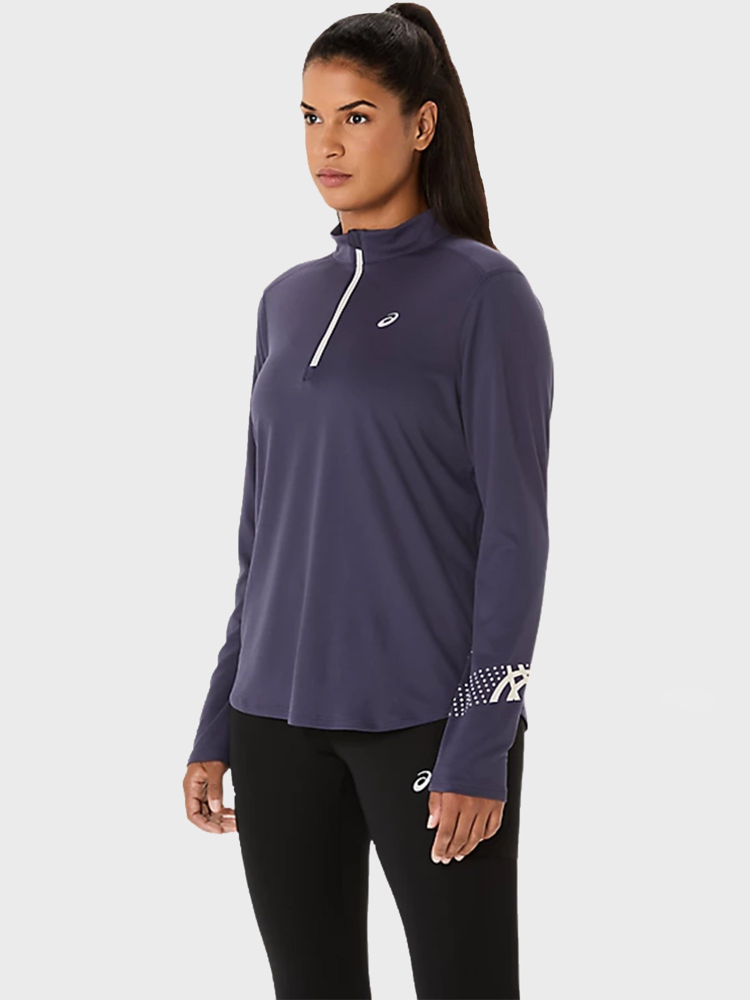 Футболка жіноча Asics ASICS ICON 1/2 ZIP LS TOP фіолетова 2012D175-500 изображение 4