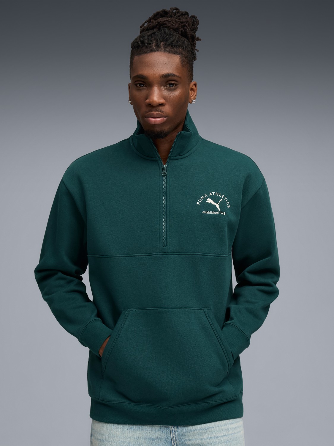 Толстовка мужская Puma CLASS Half Zip Sweater зеленая 68825275 изображение 2