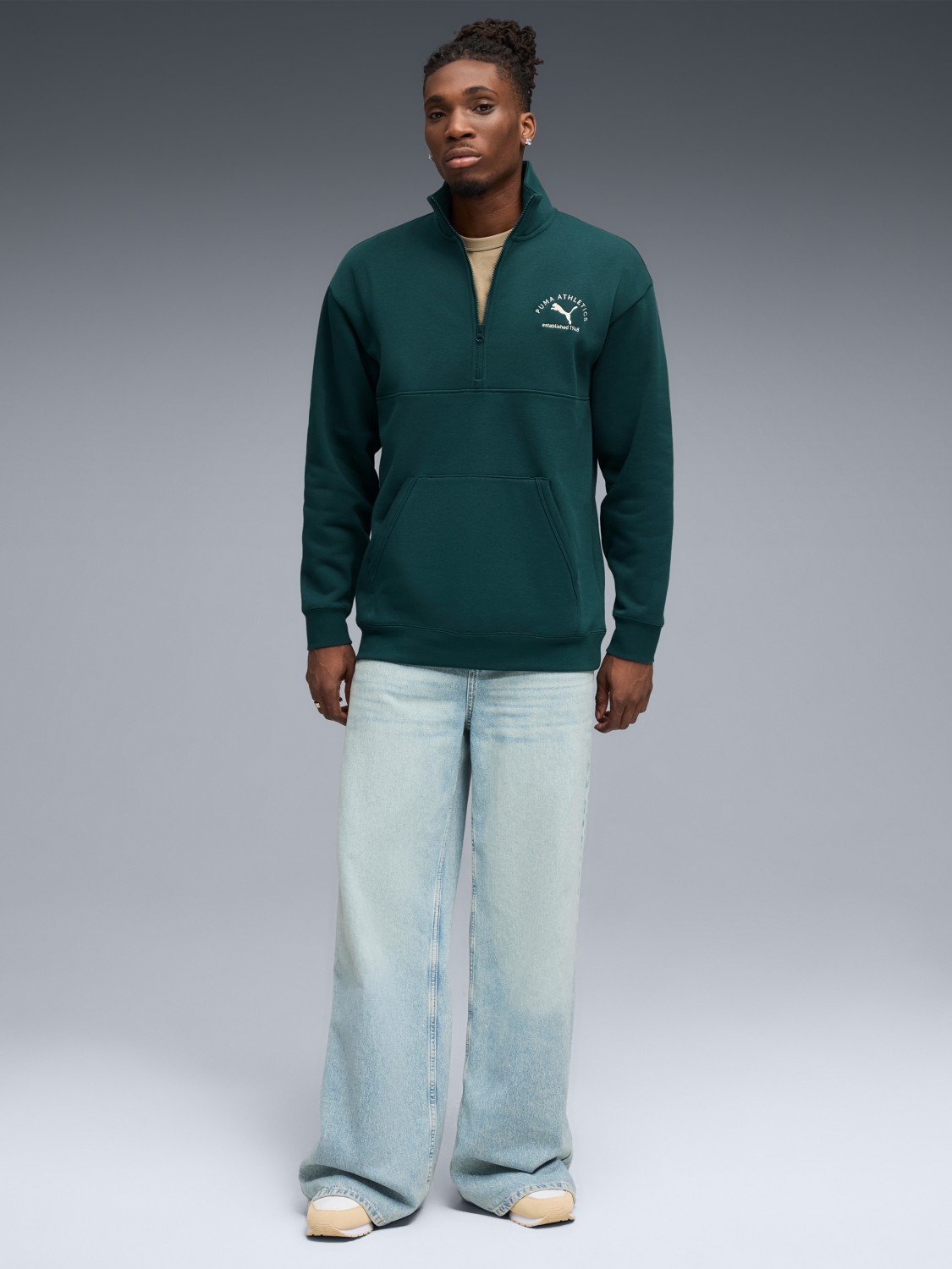 Толстовка мужская Puma CLASS Half Zip Sweater зеленая 68825275 изображение 4