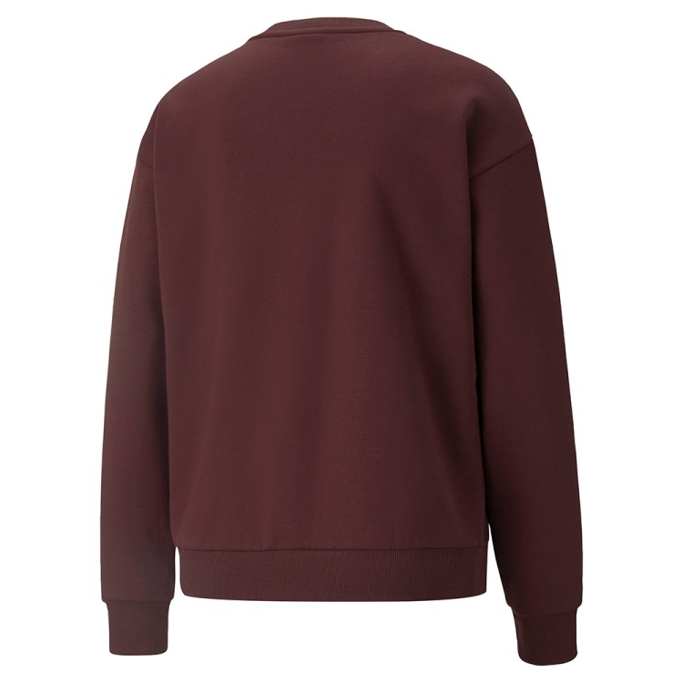 Толстовка женская Puma Ess+ Metallic Logo Crew бордовая 58689321 изображение 2