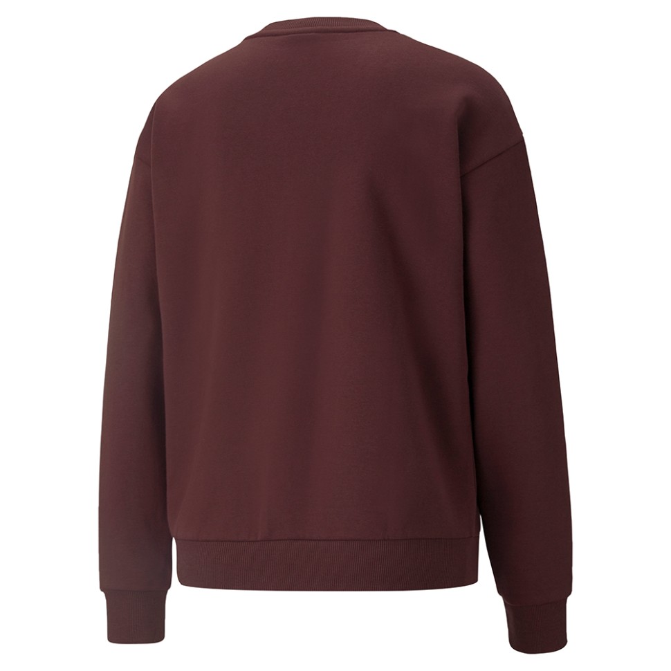 Толстовка женская Puma Ess+ Metallic Logo Crew бордовая 58689321 изображение 2