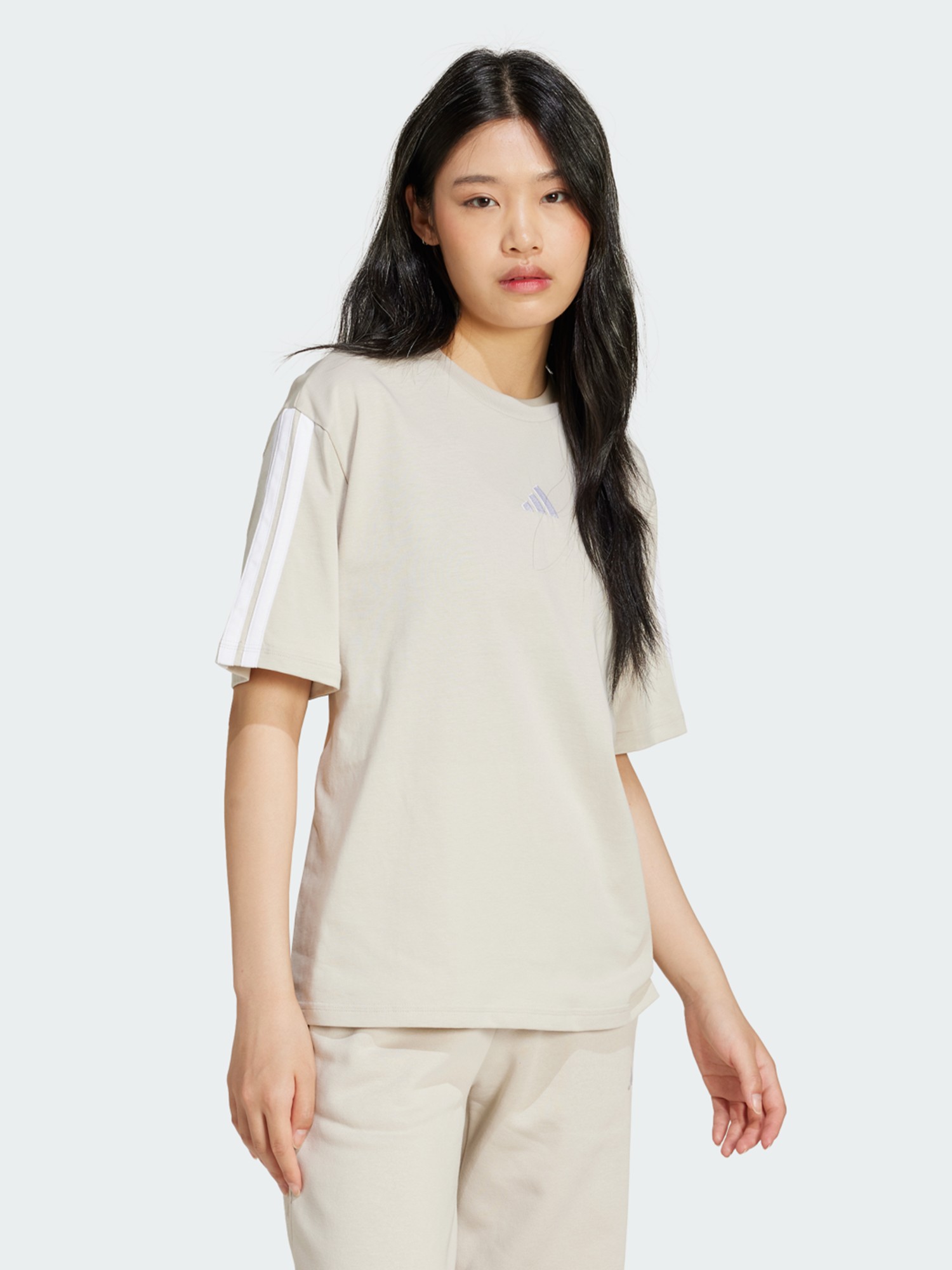 Футболка женская Adidas W 3S SJ BF T бежевая JE1219 изображение 4