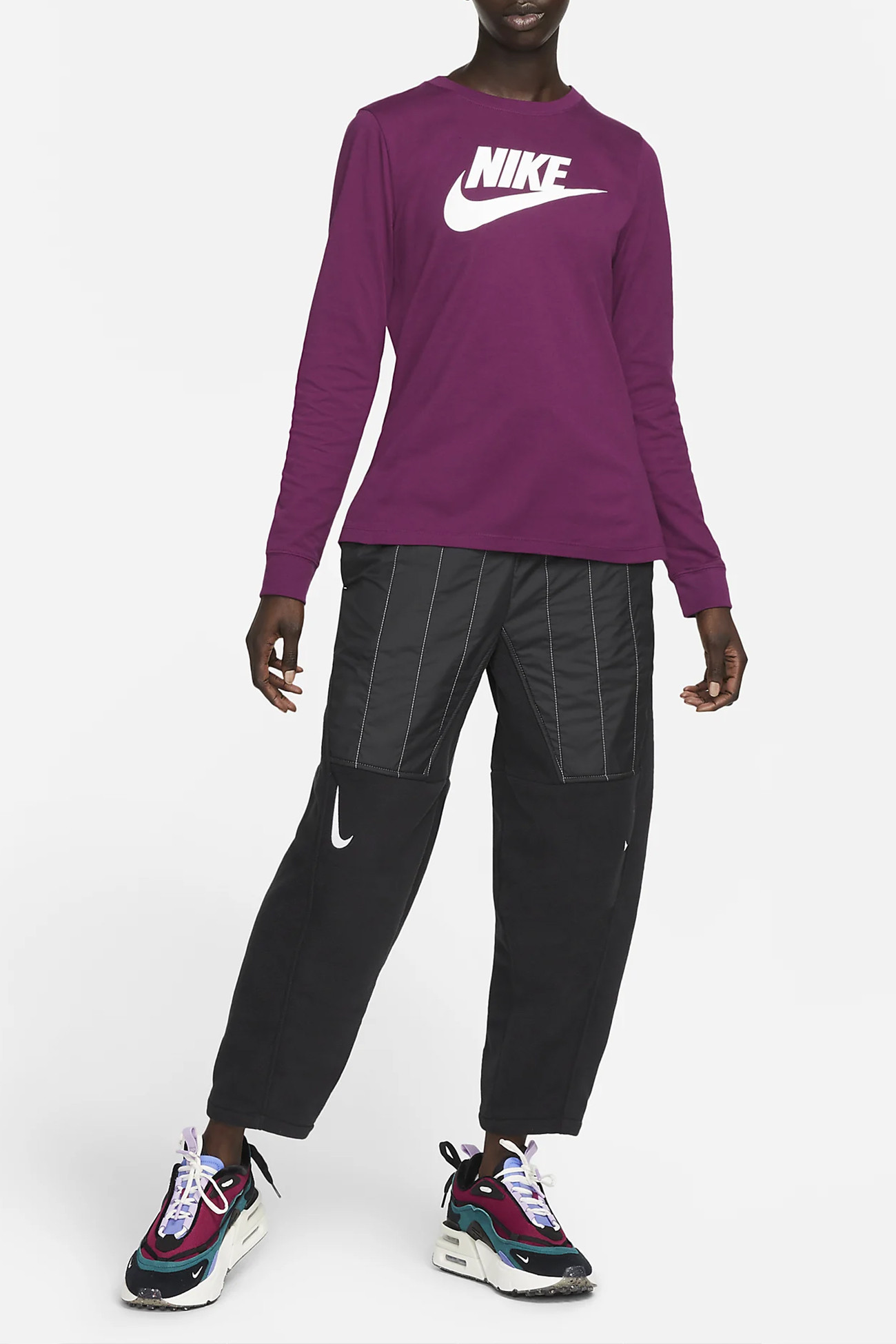Футболка женская Nike W Nsw Tee Essntl Ls Icon Ftr фиолетовая BV6171-610 изображение 4
