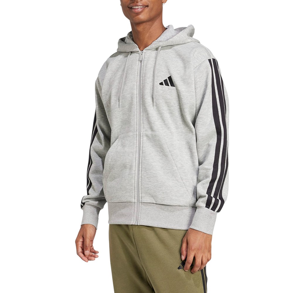 Толстовка мужская Adidas M 3S FL FZ HD серая JD1865