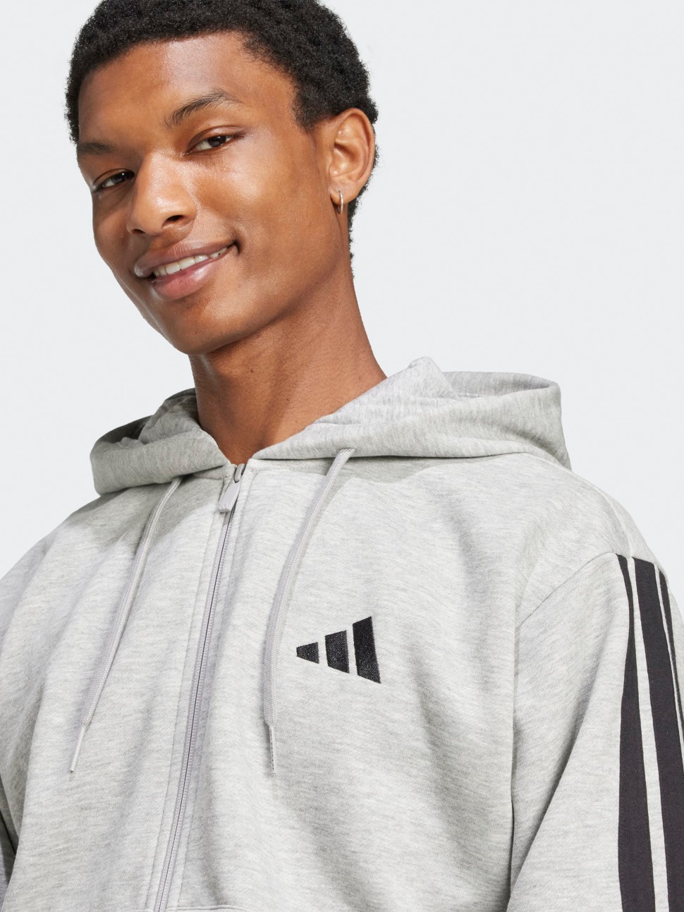 Толстовка чоловіча Adidas M 3S FL FZ HD сіра JD1865 — фото 5
