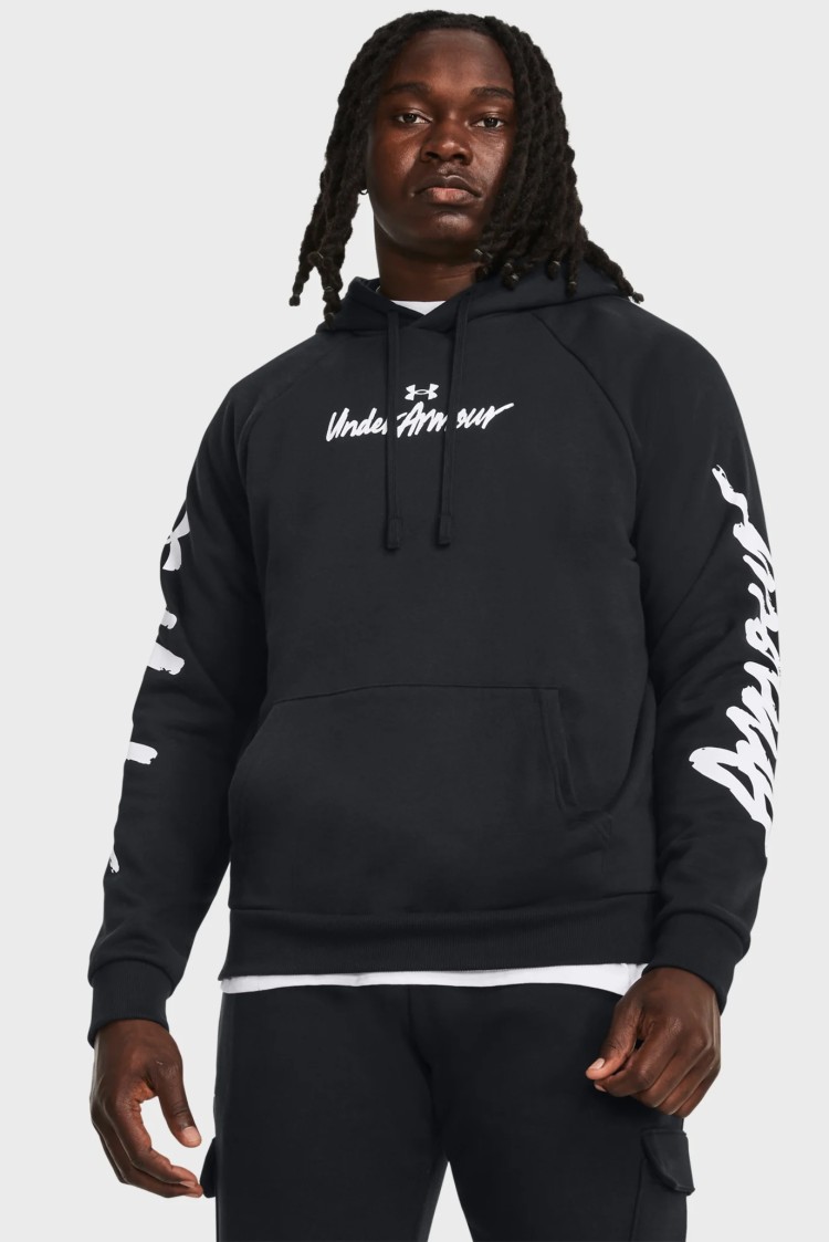 Толстовка мужская Under Armour UA Rival Fleece Graphic HD черная 1379760-001 изображение 2