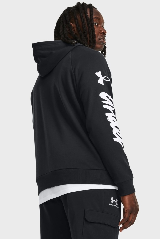 Толстовка мужская Under Armour UA Rival Fleece Graphic HD черная 1379760-001 изображение 3
