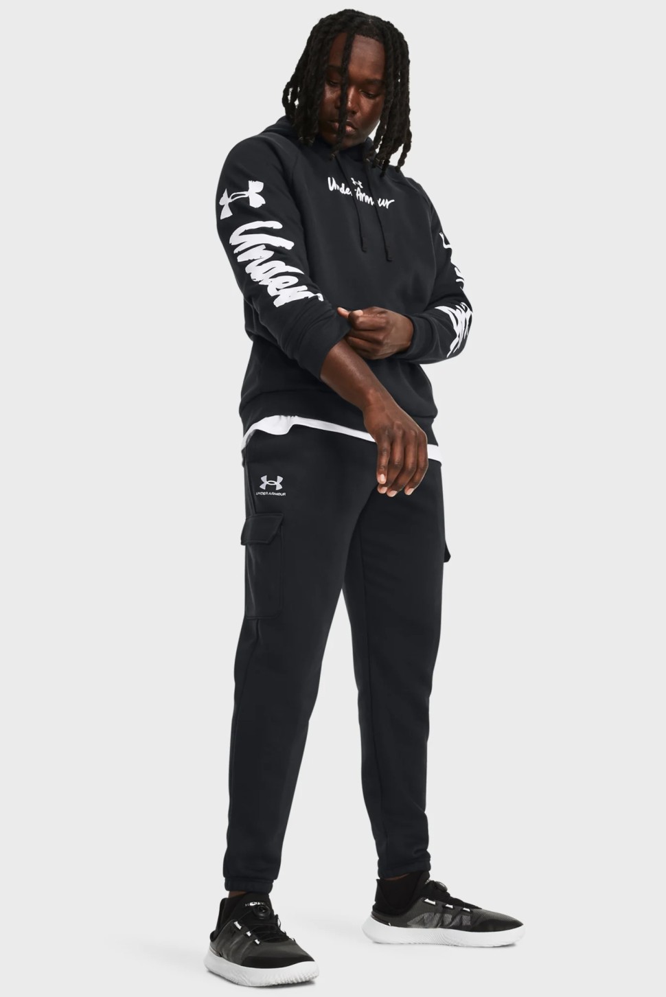 Толстовка чоловіча Under Armour UA Rival Fleece Graphic HD чорна 1379760-001 — фото 4