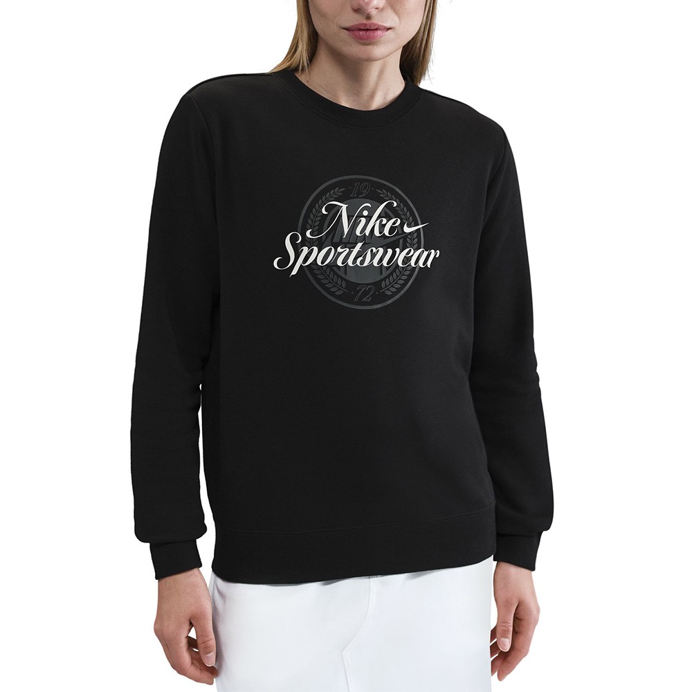 Толстовка женская Nike W NSW CLUB FLC GX STD CREW черная HV2342-010